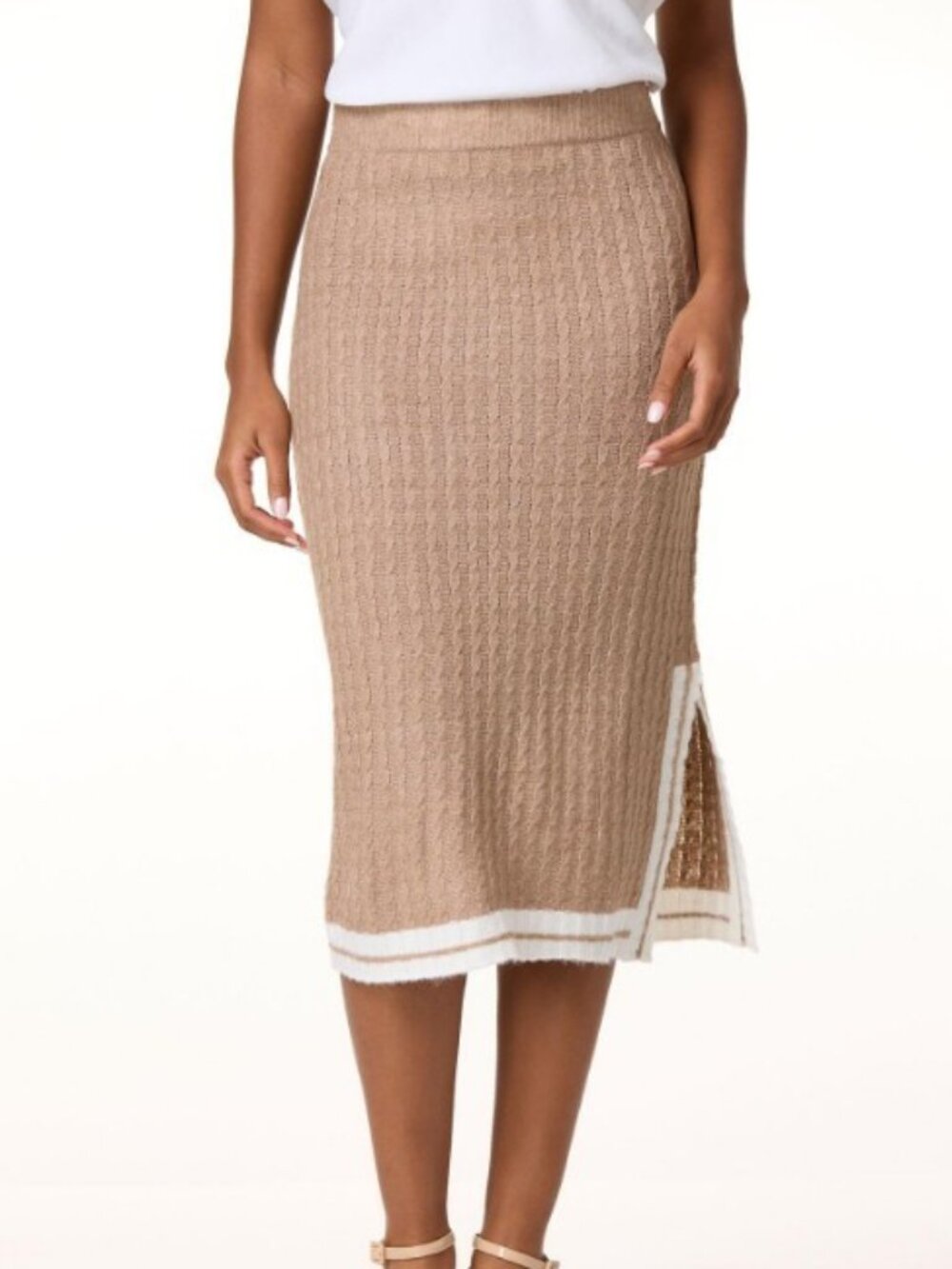SEALED Cato Stripe Trim Fitted Sweater Skirt